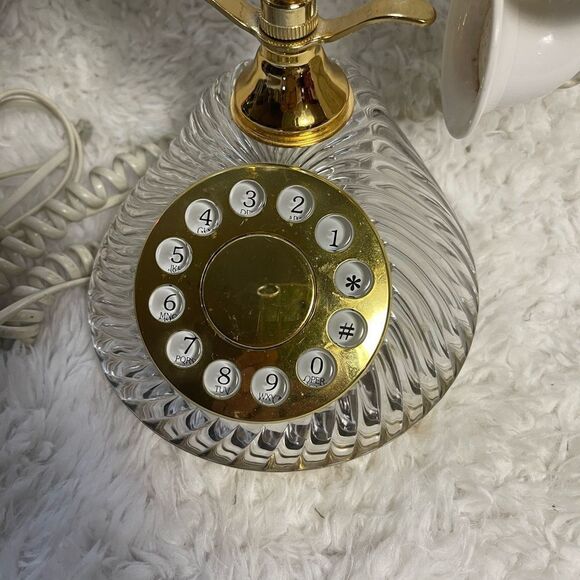 Hentak Limited Vintage crystal look phone, Rotary telephone, Gold &Clear . - Picture 6 of 13